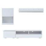 3-Piece TV Wall Unit Set with App-Controlled LED Lights, High-Gloss TV Cabinet Set for Modern Living Areas, 175L x 39W x 34H cm, White