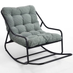 Sedia a dondolo da esterno con cuscino confortevole, per soggiorno, camera da letto, sala lettura, 75x116x82 cm, Verde chiaro