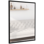 HOMCOM Miroir mural rectangulaire 90 x 70 cm, cadre en bois noir, idéal pour la salle de bain, salon ou chambre