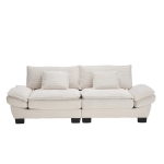 Oversized Cloud Sofa with Ergonomic High-Resilience Foam & 2 Lumbar Cushions, Modular Couch for 2 People, 224L x 81W x 81H cm, Beige