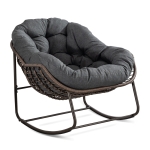 Poltrona a uovo dondolante con cuscino imbottito spesso, Interni & Esterni Poltrona a dondolo comoda, 111x94,5x80 cm, Grigio scuro