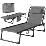 Outsunny Chaise longue pliable bain de soleil dossier inclinable 5 niveaux têtière amovible 189 x 58 x 30 cm gris