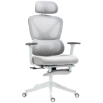 HOMCOM Silla de Escritorio de Malla Reclinable con Reposacabezas Giratoria Soporte Lumbar Reposapiés y Altura Regulable Gris