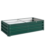 Outsunny Letto per Orto Rialzato a Fondo Aperto con Rivestimento, in Acciaio Zincato, 120x60x30.5 cm, Verde