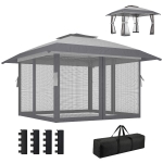 Outsunny Tonnelle de jardin 4 x 4 m pop up tonnelle pliante réglable en hauteur protection UV30+ montage facile gris