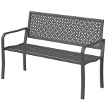 Outsunny Banc d'extérieur en métal, 2 places, avec dossier géométrique antirouille et accoudoirs, gris foncé