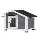 PawHut Niche pour Chien Extérieur Abri Jardin Surélevé Plancher Amovible Auvent de Porte et Toit Imperméable 98x76x69,5cm Gris