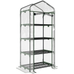 Outsunny Sera pentru Balcon Compacta cu 4 Rafturi pentru Plante, Sera pentru Gradina cu Acoperis din PVC Transparent, 70x50x160cm