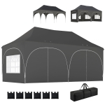 Outsunny Tonnelle pliante barnum imperméable anti-UV  6 parois latérales 6 sacs de sable 12 trous de drainage 3x6m gris