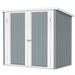 Outsunny Abri de Jardin cabane de jardin 1,09 m² 2 Portes verrouillables 147 x 86 x 134 cm tôle d'acier Gris clair Blanc