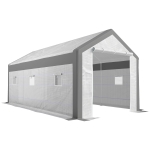 Outsunny Invernadero de Jardín 600x300x280 cm Invernadero de Túnel para Cultivo de Plantas Verduras con 2 Puertas 6 Ventanas Enrollables y Cubierta de Polietileno PE 140g/m² Blanco