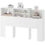 HOMCOM Tête de lit sur pied avec rangements, accessoire de lit 4 compartiments ouverts, 160 x 20,2 x 108,2 cm, blanc