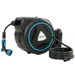 Outsunny Enrolador de Mangueira de Parede Automático 23+2 m Carretel Automático Pistola de Rega 10+2 Modos 55x31x50 cm Azul