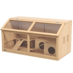 PawHut Cage hamster en bois habitat grand pour rongeur ventilation couvercle ouvrant et accessoires 85x45x44cm bois naturel