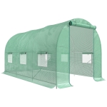 Outsunny Invernadero de  Túnel 445x200x200 cm Invernadero de Jardín con 6 Ventanas y Cubierta de Polietileno PE 140 g/m² Verde