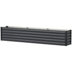 Outsunny Carré potager potager surélevé en acier galvanisé barres de soutien et plaques d'angle fond ouvert 240 x 40 x 45 cm gris foncé