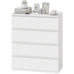 HOMCOM Commode 4 tiroirs, meuble de rangement épuré pour chambre, intérieur, 80 x 39 x 95 cm panneau de particules blanc