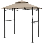 Outsunny Tonnelle de barbecue à deux niveaux auvent de réception pour jardin avec lumière LED 240 x 150 x 250 cm kaki