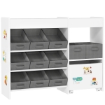 AIYAPLAY Organizador de Brinquedos para Crianças com 11 Cestas Amovíveis Compartimentos e Autocolantes 105x30x80 cm Branco e Cinza