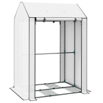 Outsunny Mini Greenhouse with 4 Wire Shelves Portable Garden Grow House Upgraded Tomato Greenhouse for Plants with Roll Up Door and Vents, 100 x 80 x 150cm, White
