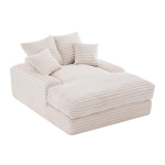 Luxus Cord Sofa mit 4 Kissen, multifunktionales Schlafsofa, keine Montage, 175 x 137 x 63 cm, Beige