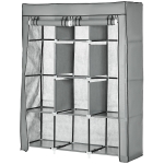 HOMCOM Armoire penderie multi-rangement - 8 étagères, 2 barres - non tissé gris