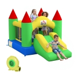 HOMCOM Nylon Inflatable Bouncy Castle, Fire and Water Resistant, Puncture-proof, Multi-Colour