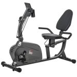 HOMCOM Bicicletă Orizontală Magnetică 8 Rezistențe, Display LCD, Scaun Reglabil și Elastice pentru Brațe