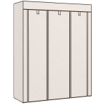 HOMCOM Armoire penderie multi-rangement - 8 étagères, 2 barres - non tissé crème