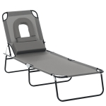 Outsunny Bain de Soleil Pliable transat inclinable 4 Positions Chaise Longue 3 Coussins fournis Gris
