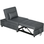 HOMCOM Fauteuil convertible 1 place fauteuil lit avec dossier réglable, siège rembourré et oreiller, gris