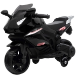 AIYAPLAY Moto électrique enfants, moto à batterie 6 V avec effets lumineux et sonores, roues d'entraînement, 75x36x49cm, noir
