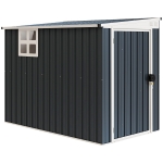 Outsunny Gartenlagerschuppen, Werkzeugschuppen für Gartengeräte, Fenster, Lüftungsöffnungen, abschließbar, Stahl, Dunkelgrau