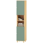 HOMCOM Meuble de salle de bain meuble de rangement 2 placards 2 compartiments ouverts étagères réglables 30 x 30 x 166 cm, vert