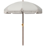 Outsunny Parasol de plage parasol d'extérieur rond parasol à frange protection UV 40 + avec 8 baleines gris clair