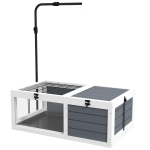 PawHut Maison enclos cage pour petit animal tortue avec 2 espaces support de lampe réglable 81 x 48 x 31,5 cm gris