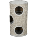 PawHut Tonneau à gratter pour chat, tour à griffer en sisal à 3 niveaux recouvert de peluche, Ø 38 x 70 cm, gris