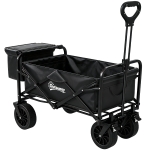 Outsunny Carrinho de Transporte Dobrável com Bolsa Térmica Removível Capacidade 100 kg para Campismo Praia 113x57x77-100 cm Preto