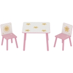 AIYAPLAY Table enfant avec chaise, ensemble table et 2 chaises enfant en bois, motifs d'étoile, 60 x 60 x 44 cm, rose