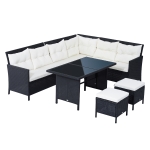 Outsunny 6 Pieces Sofa Set Furniture Rattan Lawn Cushion Seat Wicker Black Garden