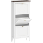 HOMCOM Shoe Cabinet with 3 Flip Drawers, Farmhouse Narrow Shoe Storage Cabinet with Adjustable Shelves, White