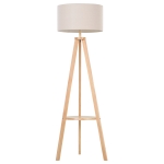 HOMCOM Tripod Floor Lamp, Freestanding Bedside Light Reading Light with Storage Shelf and Linen Shade for Living Room Bedroom, 154cm, Cream