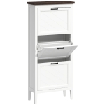 HOMCOM Shoe Cabinet with 3 Flip Drawers, Farmhouse Narrow Shoe Storage Cabinet with Adjustable Shelves, White