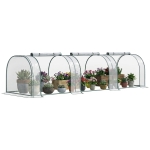 Outsunny Mini Serre de Jardin mini serre tunnel serre à tomates 3,5L x 1l x 0,8H m Acier PVC Haute densité Anti-UV 3 fenêtres avec Zip enroulables Vert et Transparent