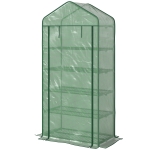 Outsunny Serre de jardin Serre 5 niveaux avec 1 porte enroulable, Bâche en PE Renforcée Résistante dim. 90L x 49l x 193H cm