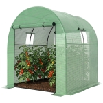 Outsunny Serre de jardin serre tunnel de jardin 3,24m² PE Haute densité 135 g/m², avec 2 portes zippées 180 x 180 x 200 cm, vert