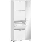 HOMCOM Scarpiera con Specchio, 4 Cassetti Ribalta, Scarpiera Ingresso, Bianco