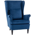 HOMCOM Modern Accent Chair with High Backrest and Pillow, Velvet-Feel Fabric Reading Chair with Solid Wood Legs, Blue