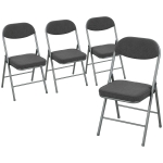 HOMCOM Set of Four Folding Corduroy Seat Chairs - Dark Grey