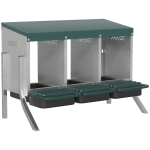 PawHut Legnest voor kippen, afrollend nest met ventilatieopeningen, 3 compartimenten, kippennest voor 3 kippen, 85 x 54,6 x 61 cm, zilver